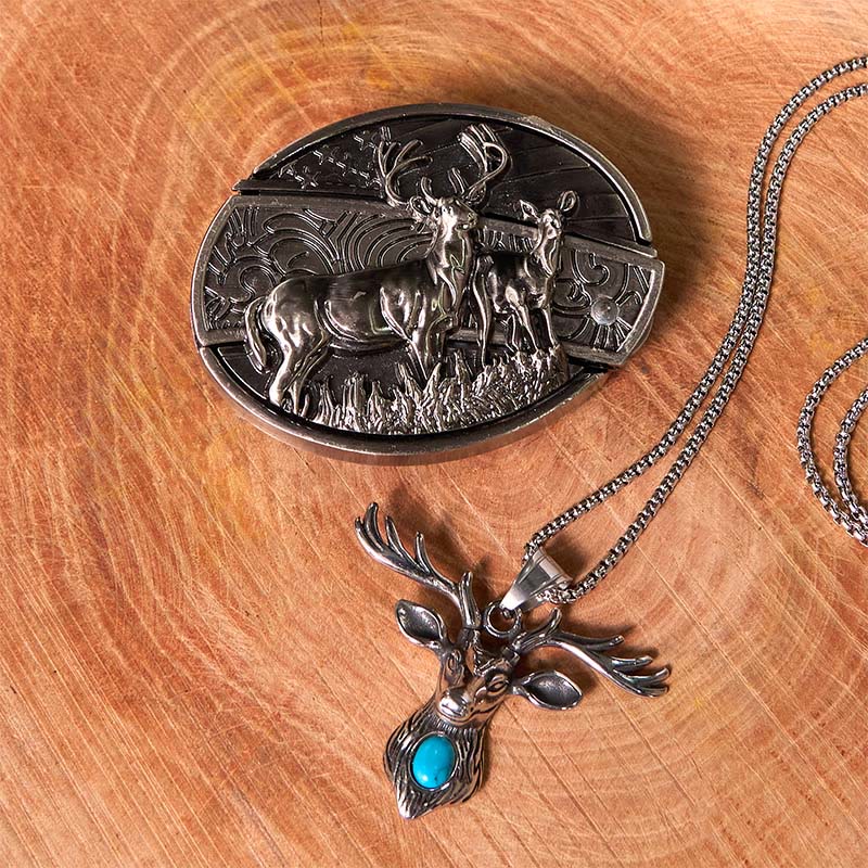 Deer Flag DIY Hidden Knife Belt Buckle With Ghost Goat Ring Bundle Set - image 4