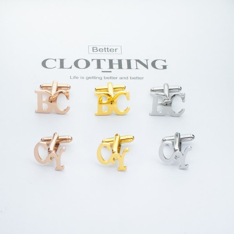 1 Pair Custom Letter Button Covers Set Suit Cufflinks - image 9