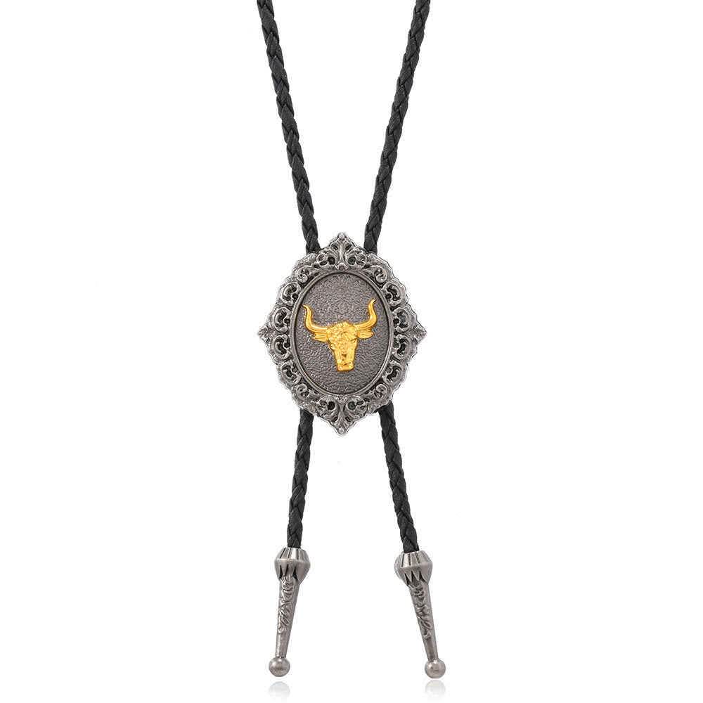 Western Cowboy Gold Longhorn's Head Bolo Tie