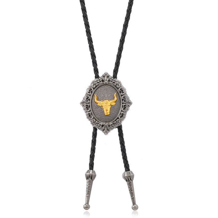 Western Cowboy Gold Longhorn's Head Bolo Tie - image 3