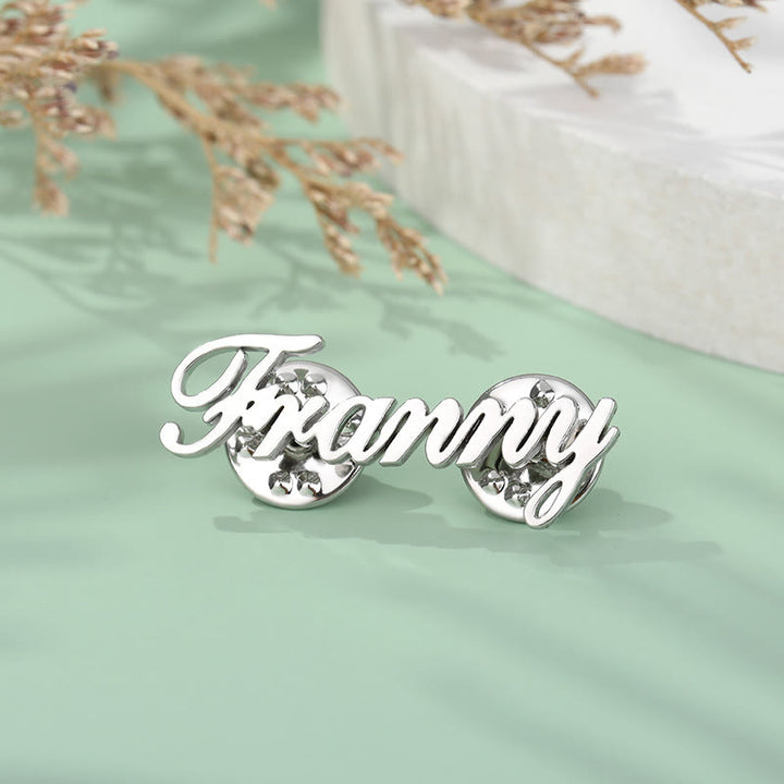 Custom Your Name Brooch Stainless Steel Suit Accessories - Silver - image 0