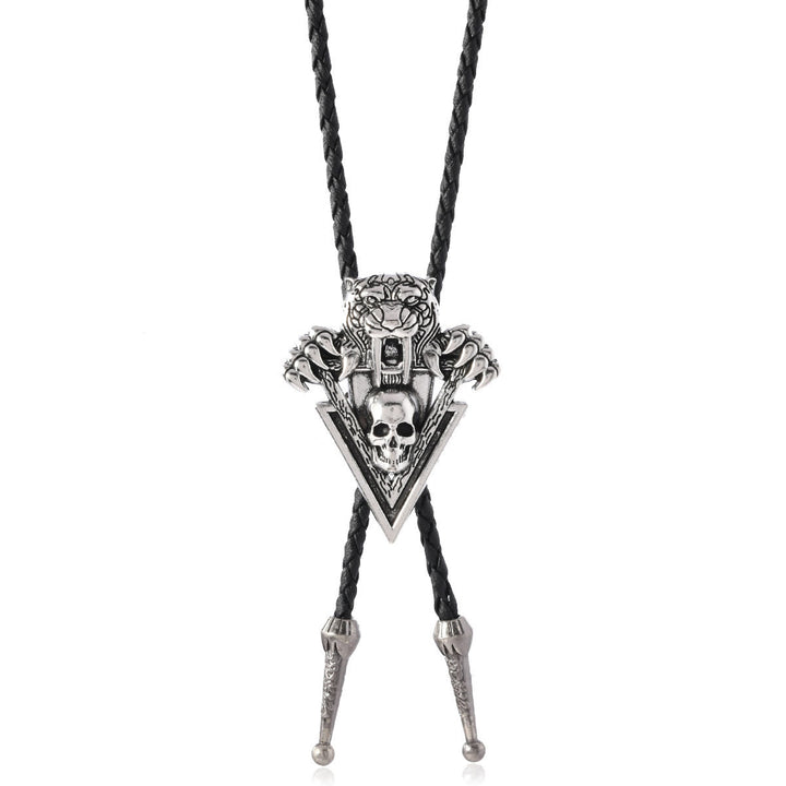 Western Vintage Tiger Skull With Sharp Teeth Bolo Tie - image 5