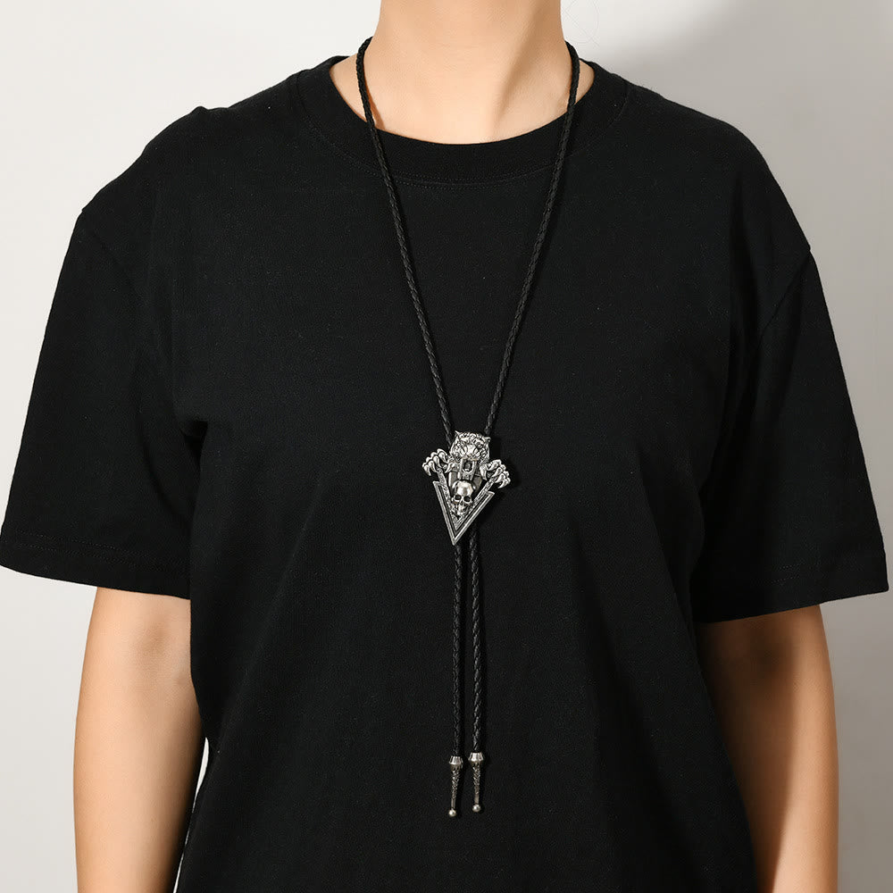 Western Vintage Tiger Skull With Sharp Teeth Bolo Tie - image 1