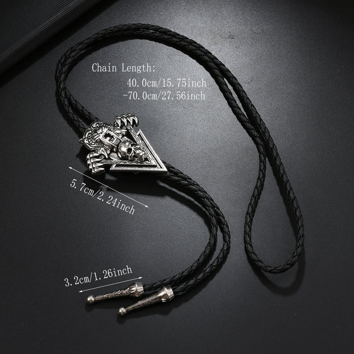 Western Vintage Tiger Skull With Sharp Teeth Bolo Tie - image 4