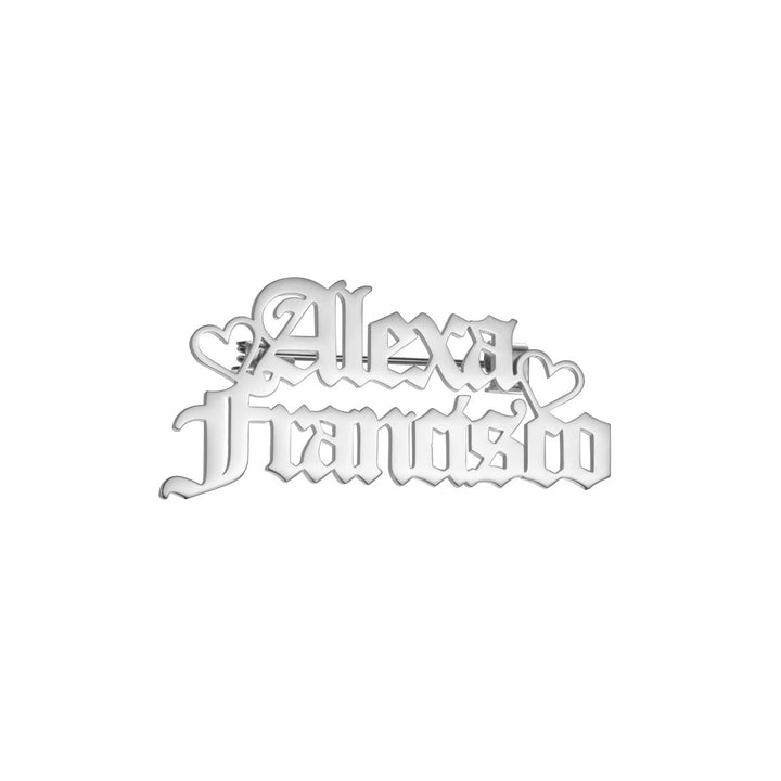 Custom Two Names Brooch Stainless Steel Suit Accessories - Silver - image 6