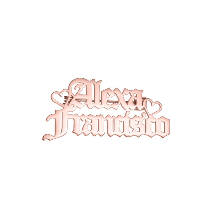 Custom Two Names Brooch Stainless Steel Suit Accessories - Rose Gold - image 7