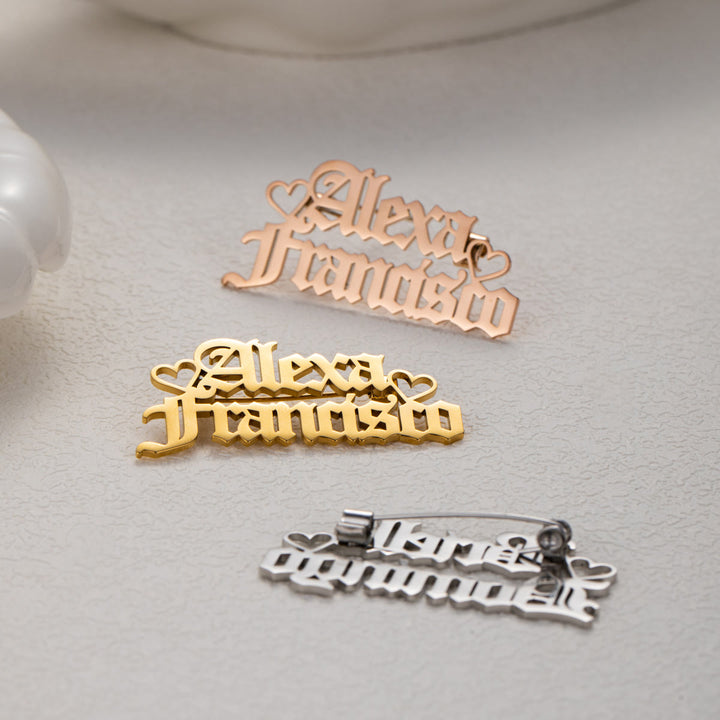 Custom Two Names Brooch Stainless Steel Suit Accessories - image 2