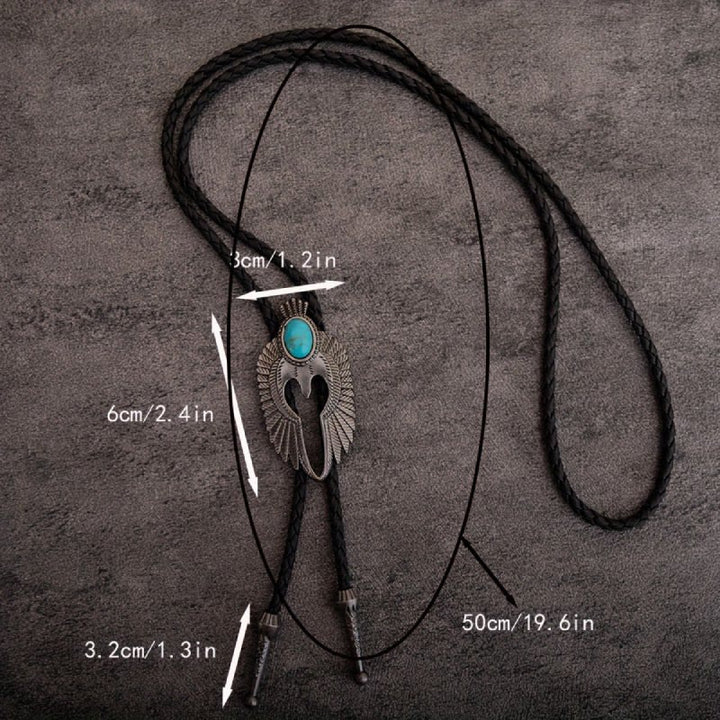 Vintage Turquoise Angel's Wings Bolo Tie - image 5