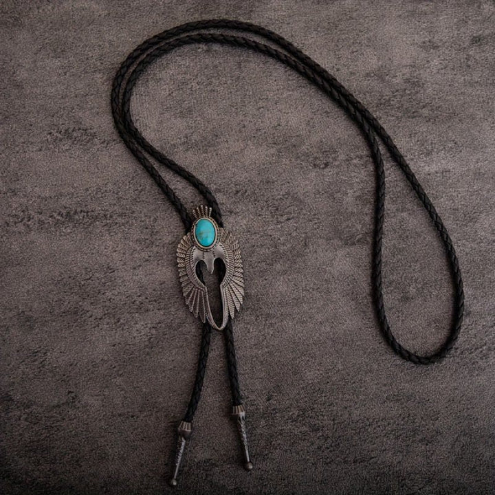Vintage Turquoise Angel's Wings Bolo Tie - image 4