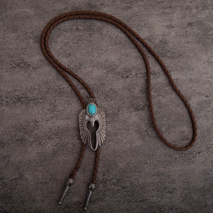 Vintage Turquoise Angel's Wings Bolo Tie - image 2