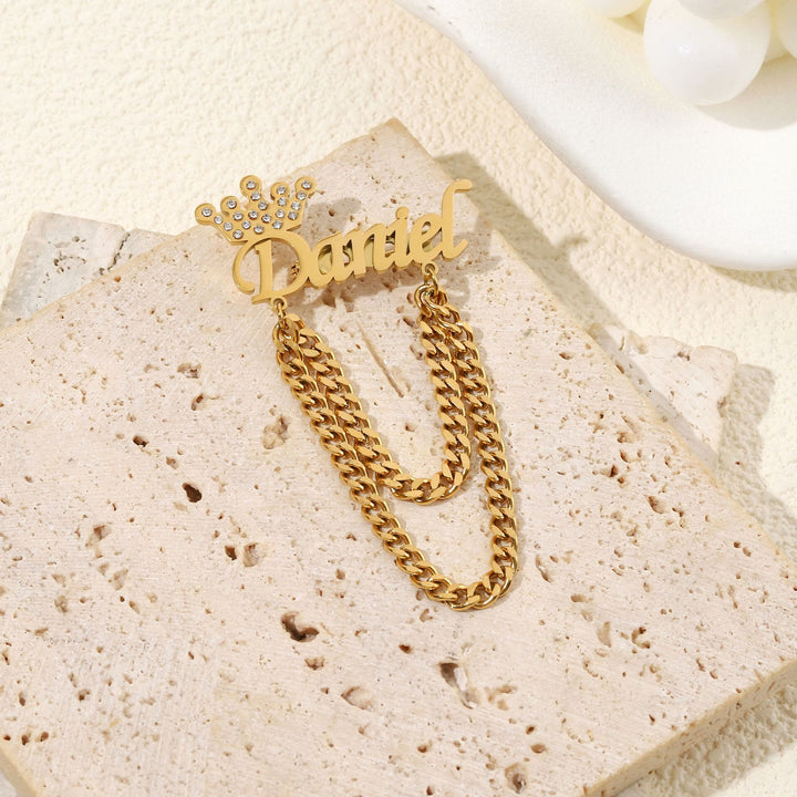 Custom Your Name Brooch With Crown Decor Suit Accessories - image 4