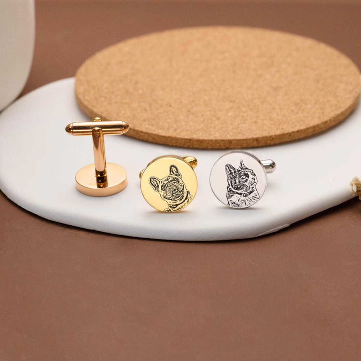 1 Pair Custom Pet Portrait Button Covers Set Cufflinks