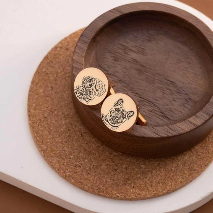 1 Pair Custom Pet Portrait Button Covers Set Cufflinks