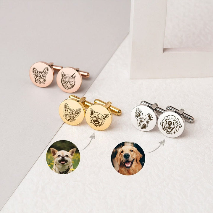 1 Pair Custom Pet Portrait Button Covers Set Cufflinks