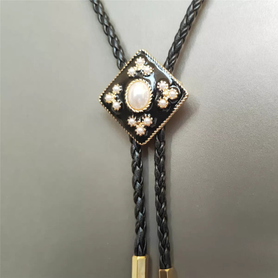 Western Cowboy Pearl Cross Bolo Tie Wedding Gift