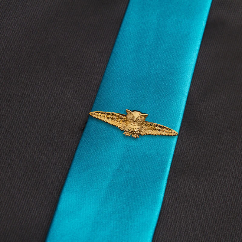 Gold Flying Owl Tie Bar For Men's Wear - image 5