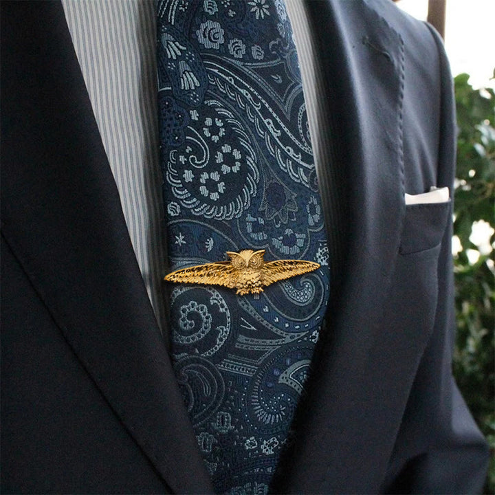 Gold Flying Owl Tie Bar For Men's Wear - image 3