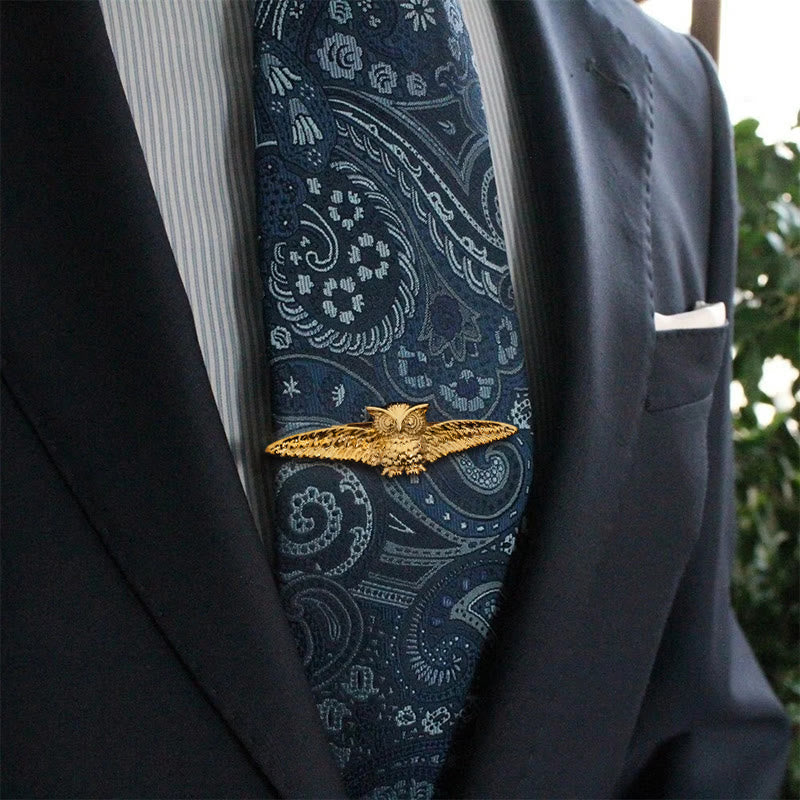 Gold Flying Owl Tie Bar For Men's Wear - image 3