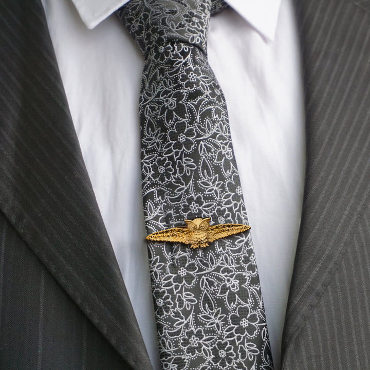 Gold Flying Owl Tie Bar For Men's Wear - image 4