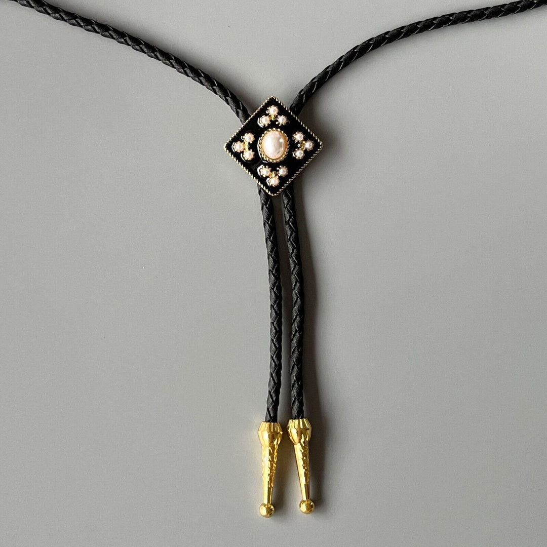 Western Cowboy Pearl Cross Bolo Tie Wedding Gift - Pearl Cross Bolo Tie - image 0