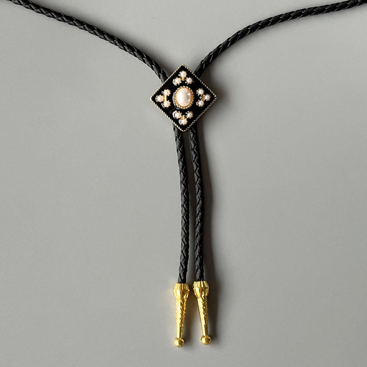 Western Cowboy Pearl Cross Bolo Tie Wedding Gift - Pearl Cross Bolo Tie - image 0