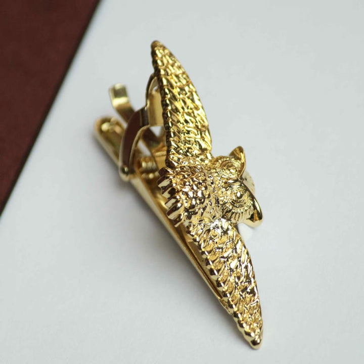 Gold Flying Owl Tie Bar For Men's Wear - image 6