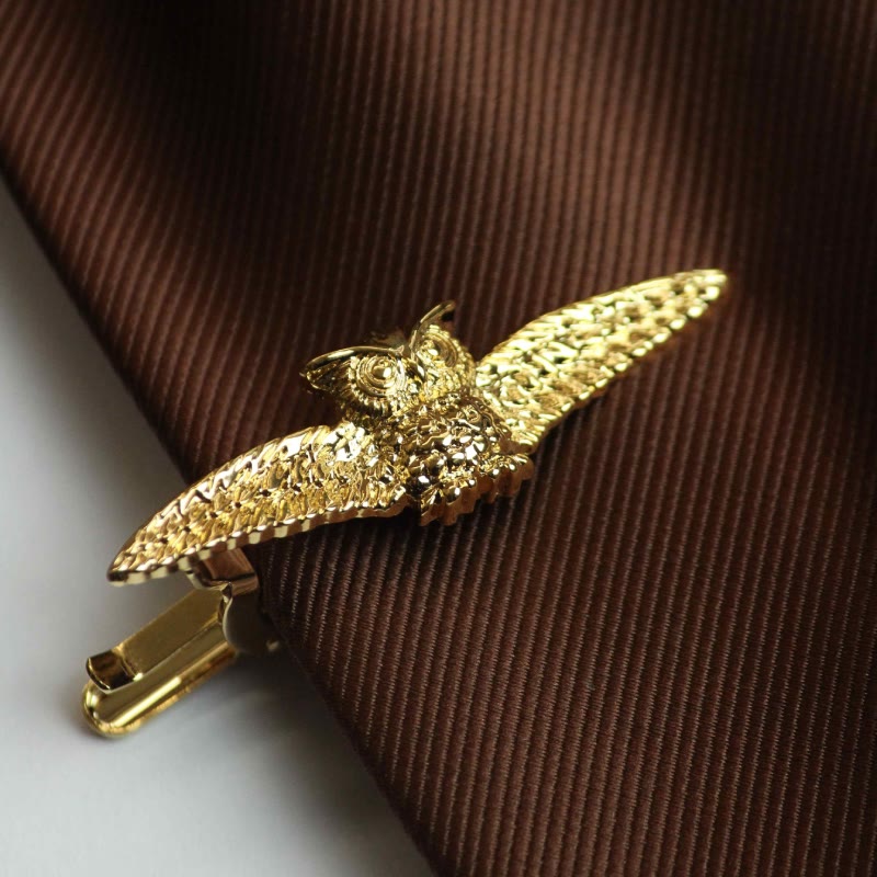 Gold Flying Owl Tie Bar For Men's Wear - image 1