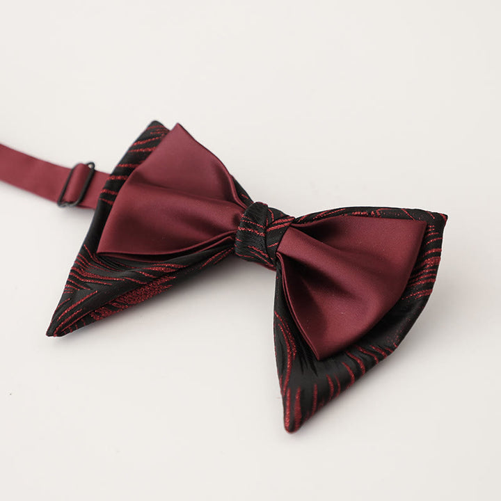 Oversized Paisley Adjustable Two-Layer Satin Bow Tie