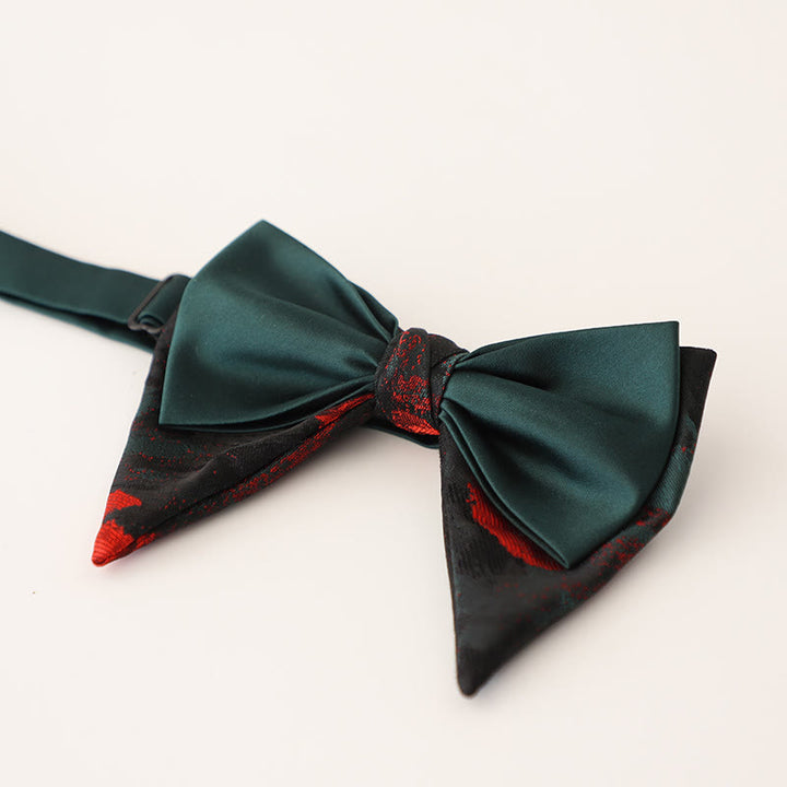 Oversized Paisley Adjustable Two-Layer Satin Bow Tie - Style #9 - image 11