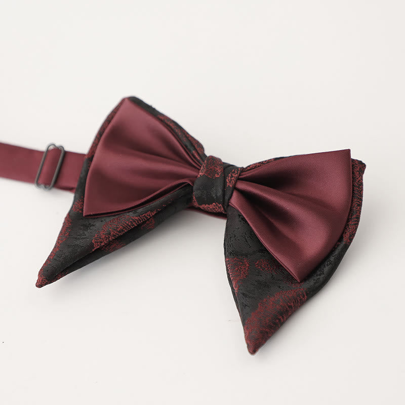 Oversized Paisley Adjustable Two-Layer Satin Bow Tie - Style #8 - image 10