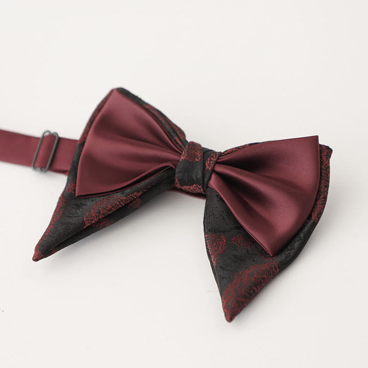 Oversized Paisley Adjustable Two-Layer Satin Bow Tie - Style #8 - image 10