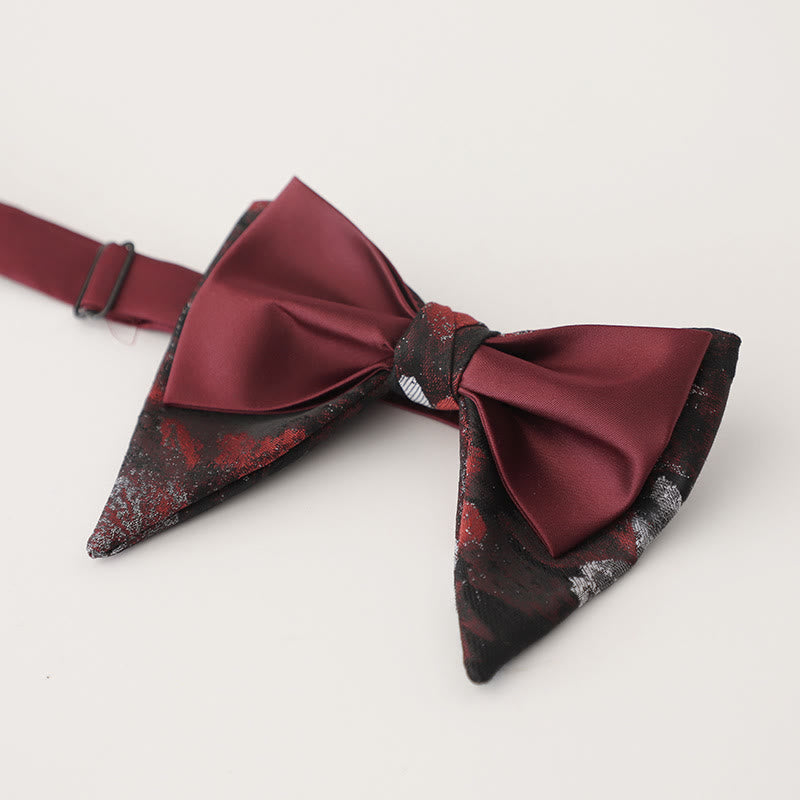 Oversized Paisley Adjustable Two-Layer Satin Bow Tie - Style #2 - image 5