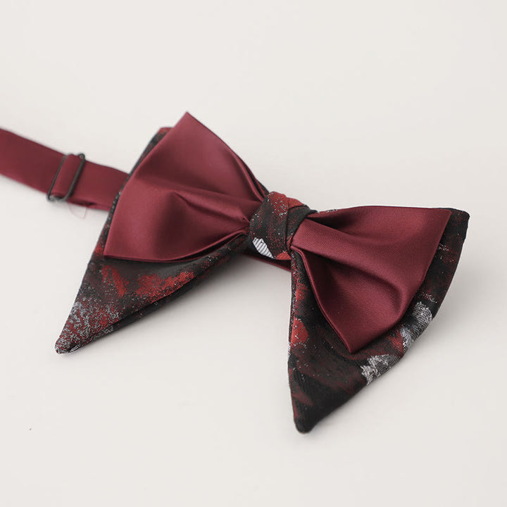Oversized Paisley Adjustable Two-Layer Satin Bow Tie - Style #2 - image 5