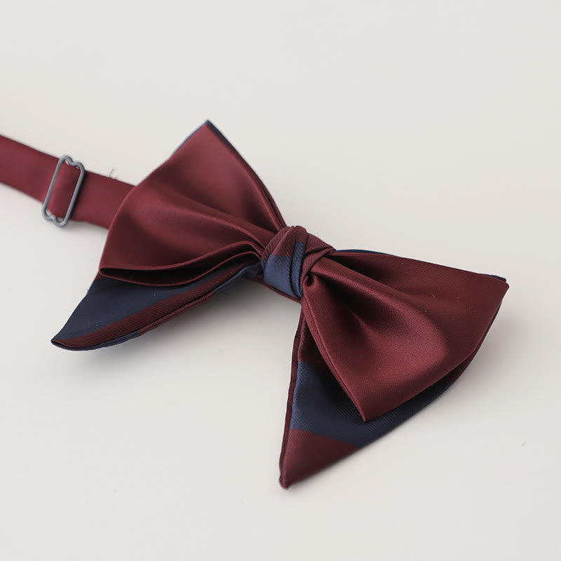 Oversized Paisley Adjustable Two-Layer Satin Bow Tie - Style #10 - image 12