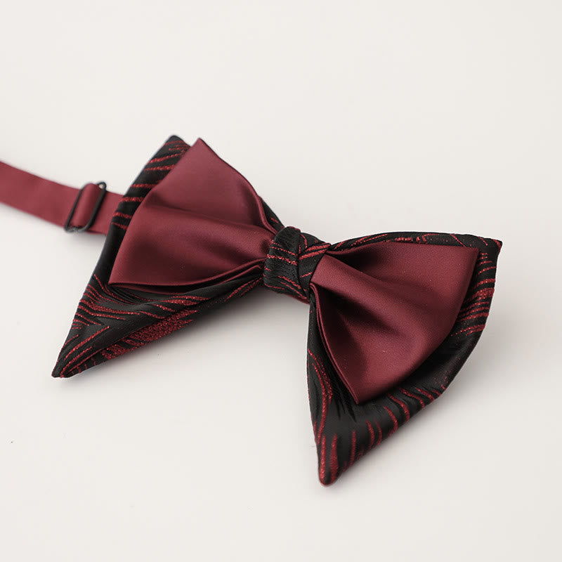 Oversized Paisley Adjustable Two-Layer Satin Bow Tie - Style #5 - image 7