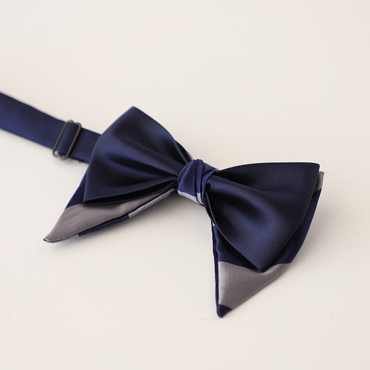 Oversized Paisley Adjustable Two-Layer Satin Bow Tie - Style #12 - image 14