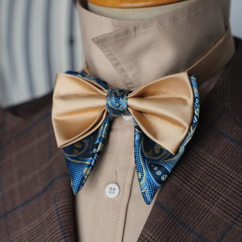Oversized Paisley Adjustable Two-Layer Satin Bow Tie