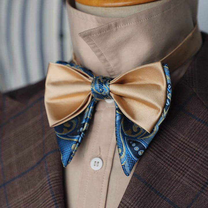 Oversized Paisley Adjustable Two-Layer Satin Bow Tie