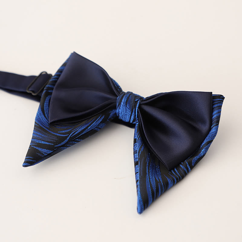 Oversized Paisley Adjustable Two-Layer Satin Bow Tie - Style #7 - image 9