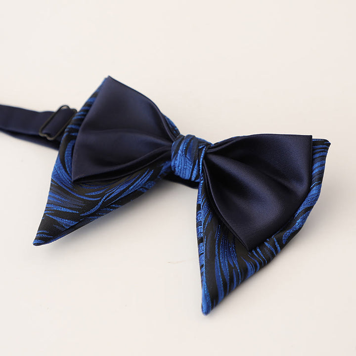 Oversized Paisley Adjustable Two-Layer Satin Bow Tie - Style #7 - image 9