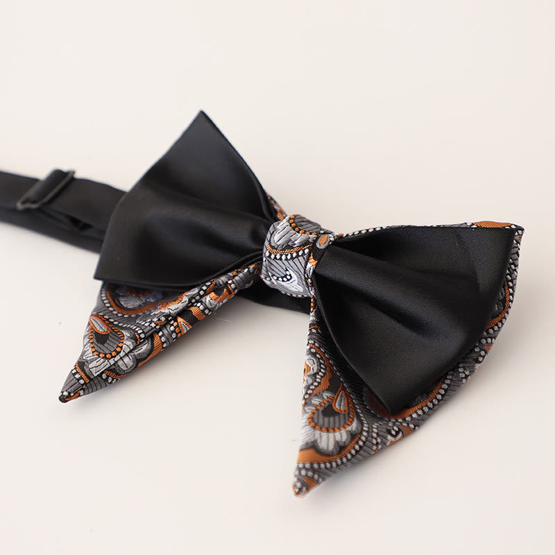 Oversized Paisley Adjustable Two-Layer Satin Bow Tie - Style #6 - image 8