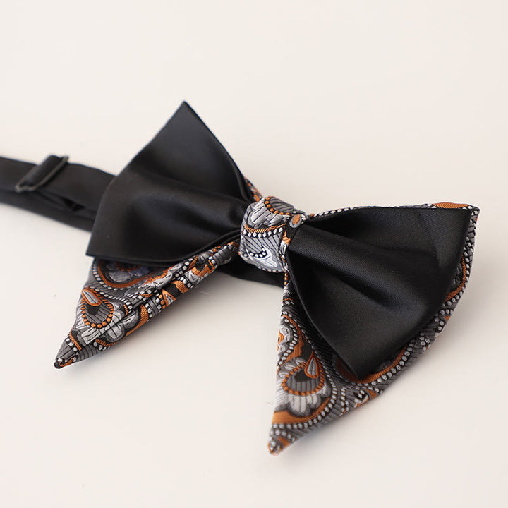Oversized Paisley Adjustable Two-Layer Satin Bow Tie - Style #6 - image 8