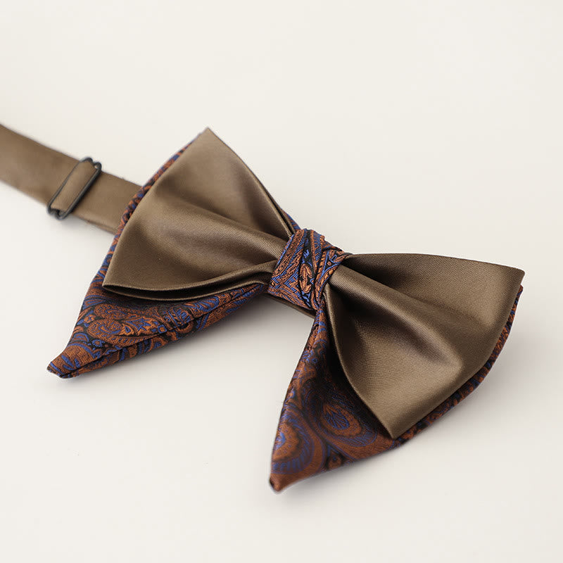 Oversized Paisley Adjustable Two-Layer Satin Bow Tie
