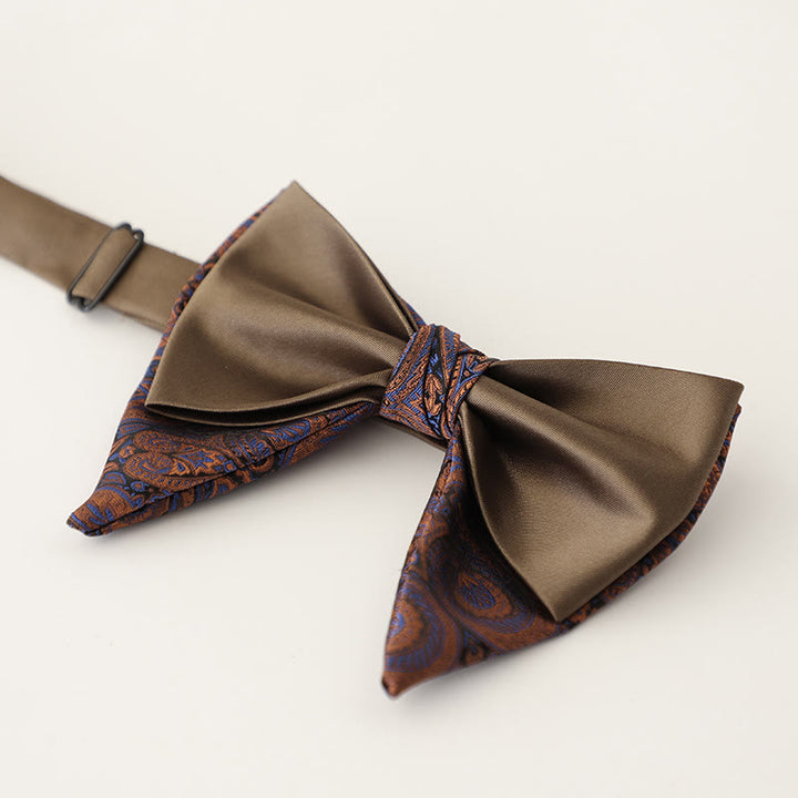 Oversized Paisley Adjustable Two-Layer Satin Bow Tie