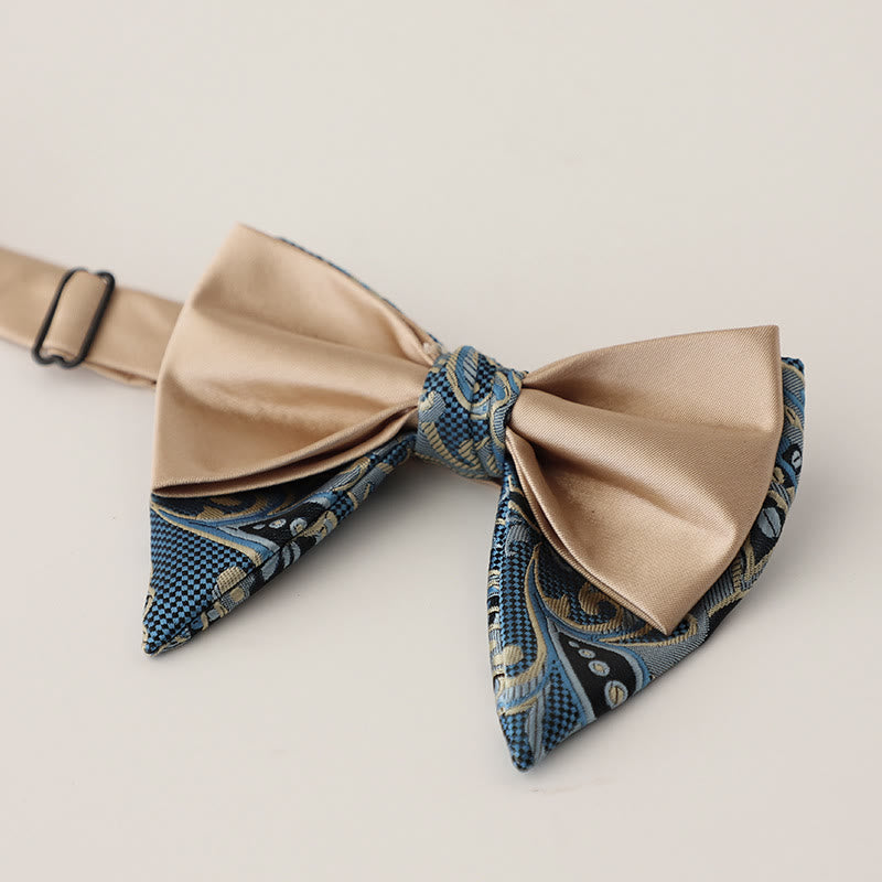 Oversized Paisley Adjustable Two-Layer Satin Bow Tie - Style #1 - image 1