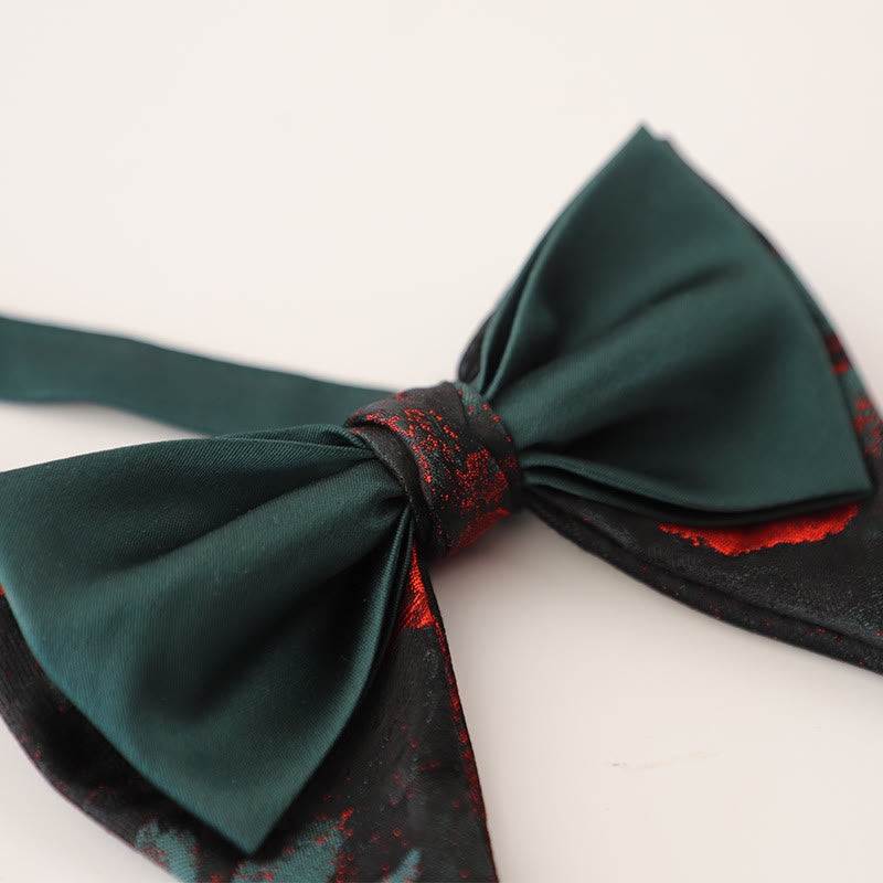 Oversized Paisley Adjustable Two-Layer Satin Bow Tie