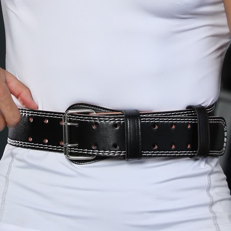 Weight Lifting Padded Lumbar Back Support Tapered Leather Belt - image 1
