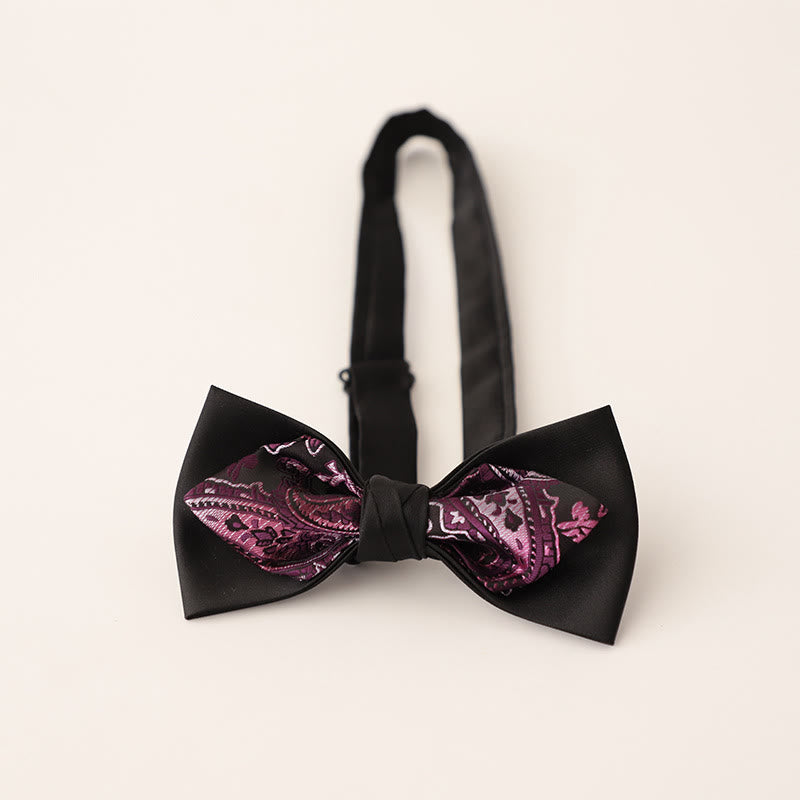 Paisley Adjustable Strap Two-Layer Satin Bow Tie - Style #8 - image 10