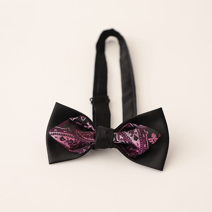 Paisley Adjustable Strap Two-Layer Satin Bow Tie - Style #8 - image 10