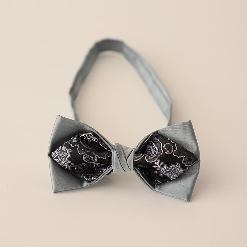 Paisley Adjustable Strap Two-Layer Satin Bow Tie - Style #4 - image 6